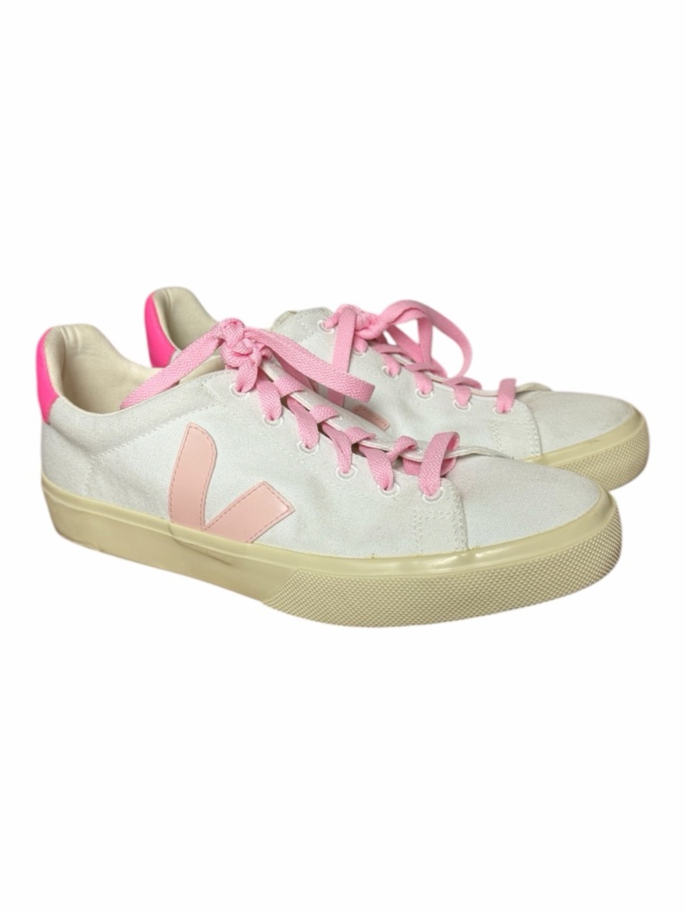Veja V-10 White Sneakers with Pink Accents eco friendly size 9.5 - Picture 2 of 11